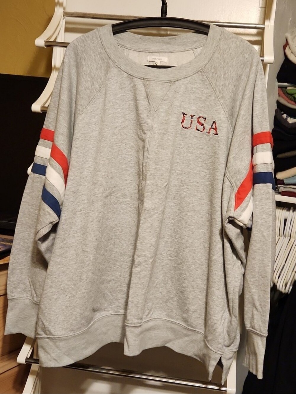 Like New Maurices USA Embroidered Grey Crewneck Sweatshirt Plus Size 3X